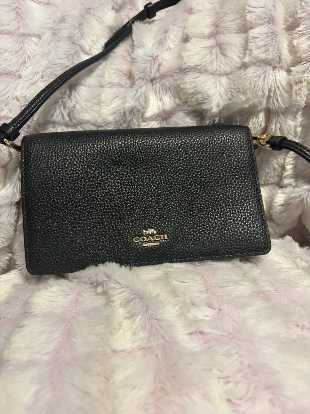 Coach Pebbled Leather Black Crossbody Bag